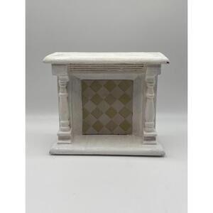 1:12 Dollhouse Miniature Fireplace Mantel Handmade Wood White Tile Back